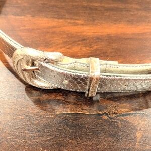 Vintage Snake Skin Leather Belt Silver and Gold Accents M/L